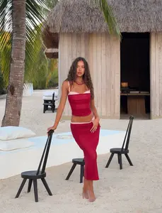 CALINE MIDI SKIRT - RED