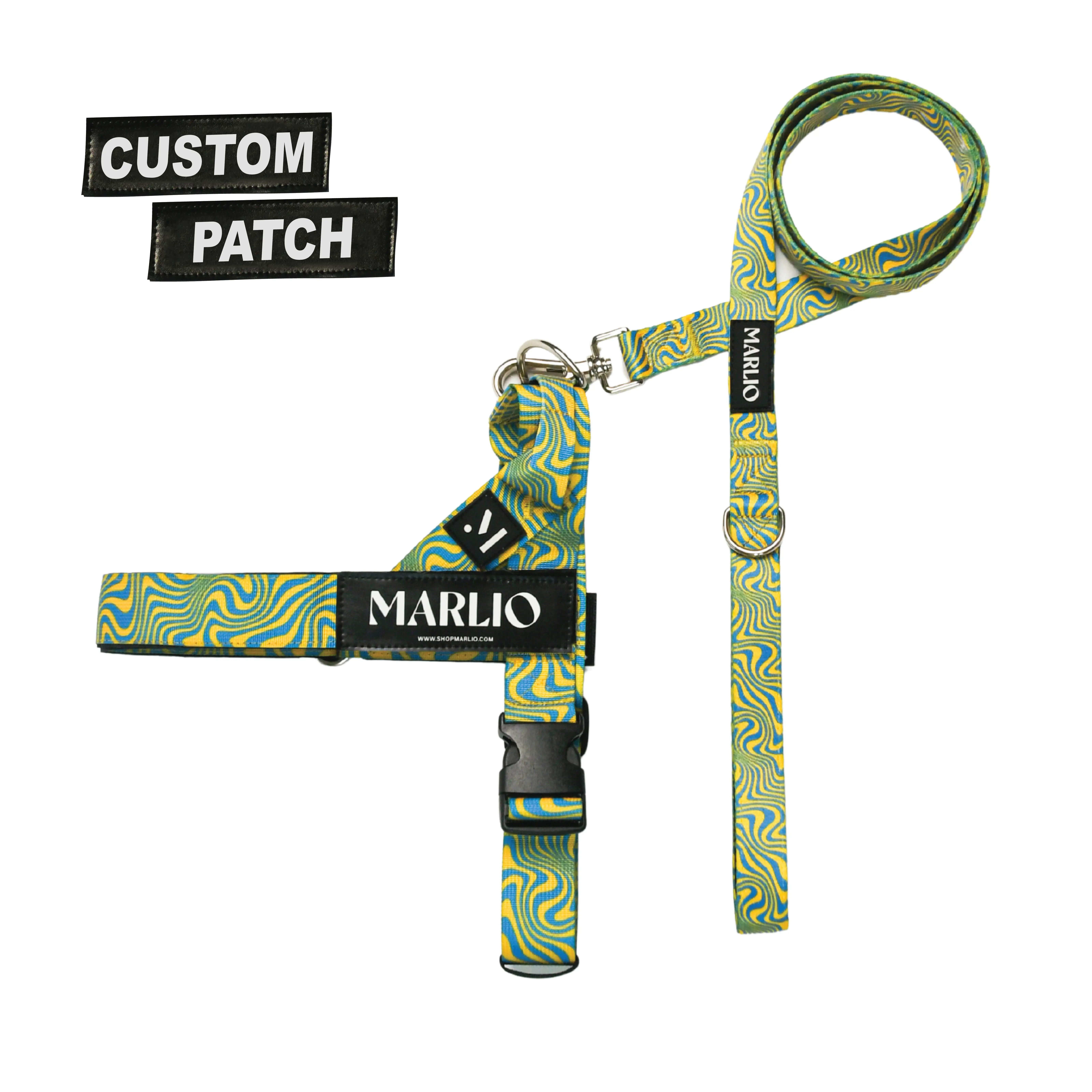 Personalized Trippy Vibes Dog Harness and Leash Bundle with FREE Name Patches