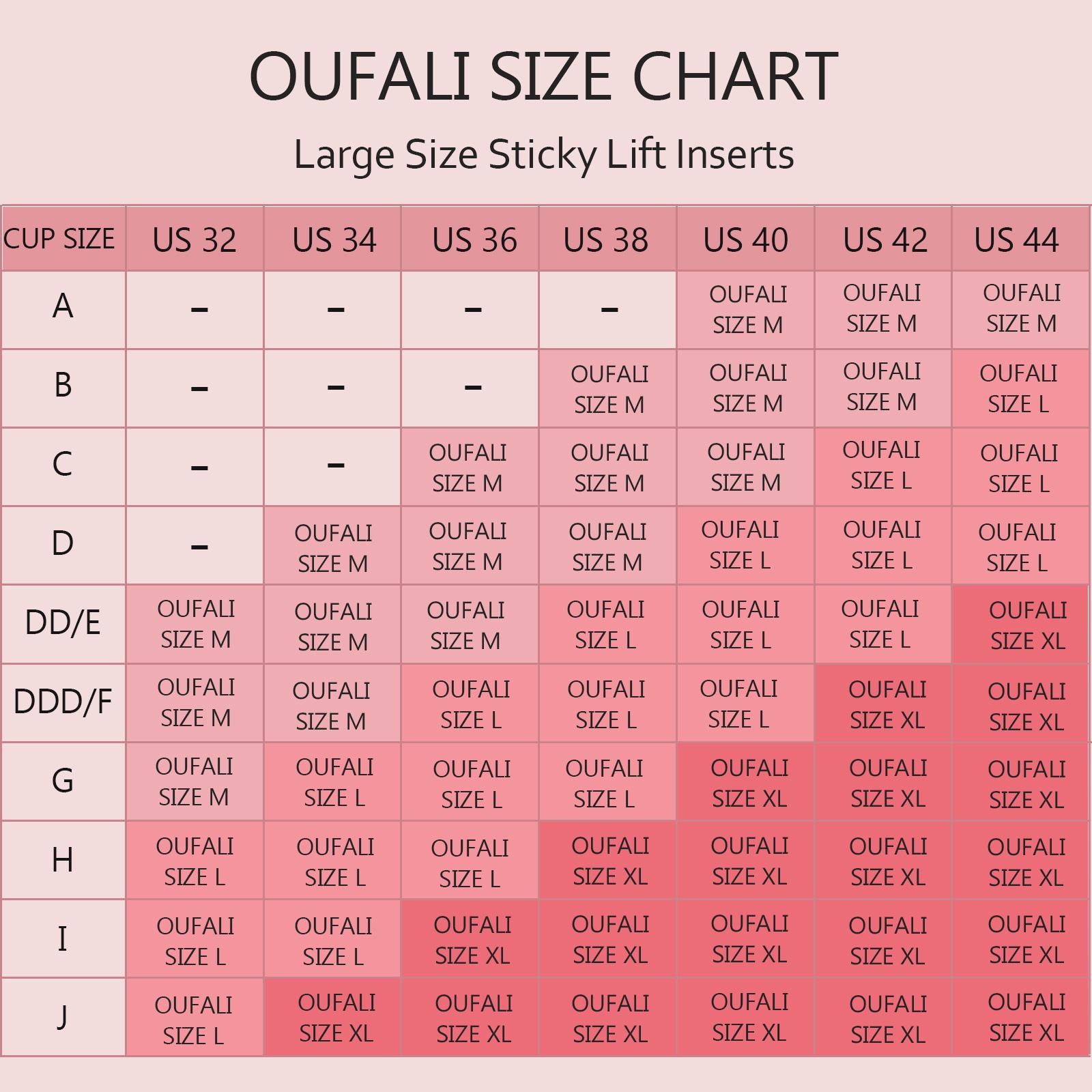 OUFALI Large Size Lift Inserts Double-Sided Sticky Lightly Padded Adhesive Lifting Bra Washable Reusable for D+ Cup