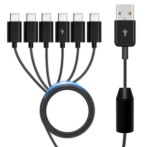 USB C Splitter Multi   5A  Charge USB Type-C Charger Cord for  16/15 Series, iPad Air/Pro, Galaxy S24/S23, Pixel, PS5,  6 Devices Simultaneously (1.64FT)