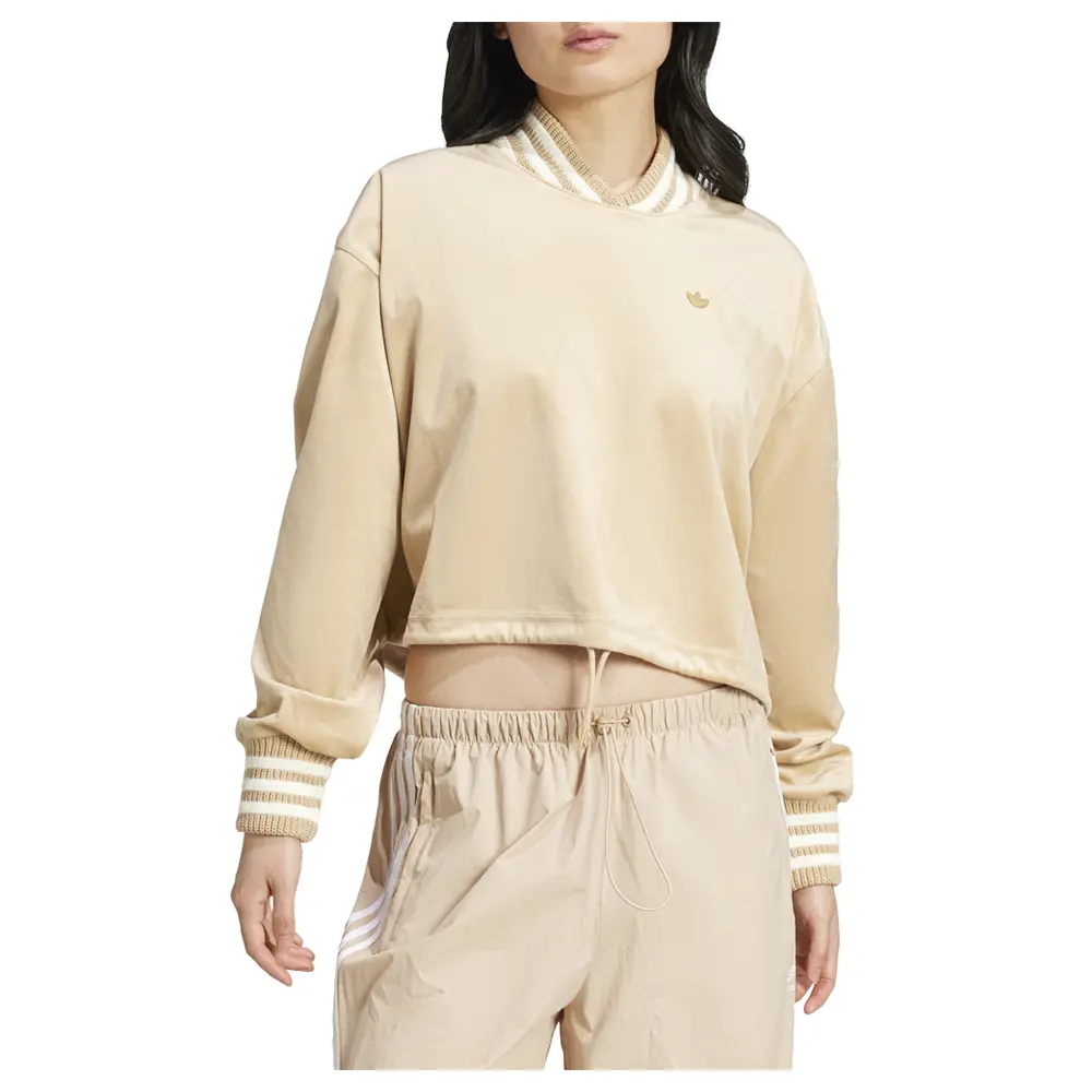 adidas Womens Originals Premium Brushed Velvet Sweatshirt Casual - Beige