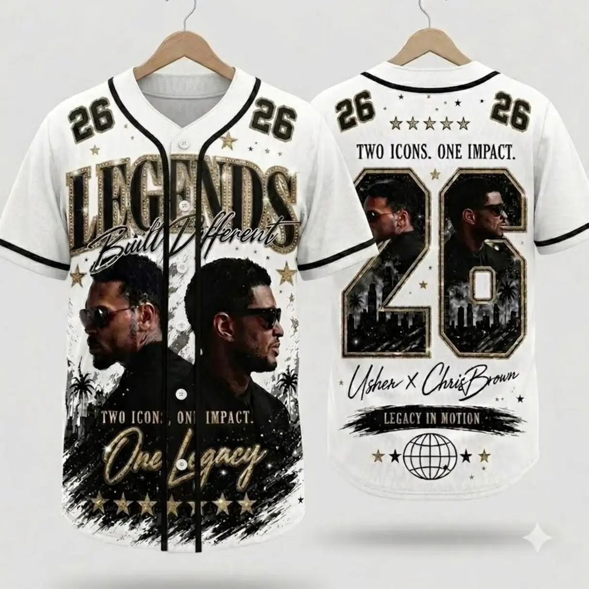Ush3r Chr1s Basketball Jersey, R&B Legends Concert jersey, 2026 Tour Fan Apparel Z