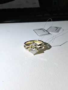 14k 1+0.3ct Diamond Princess Cut Yellow Ring