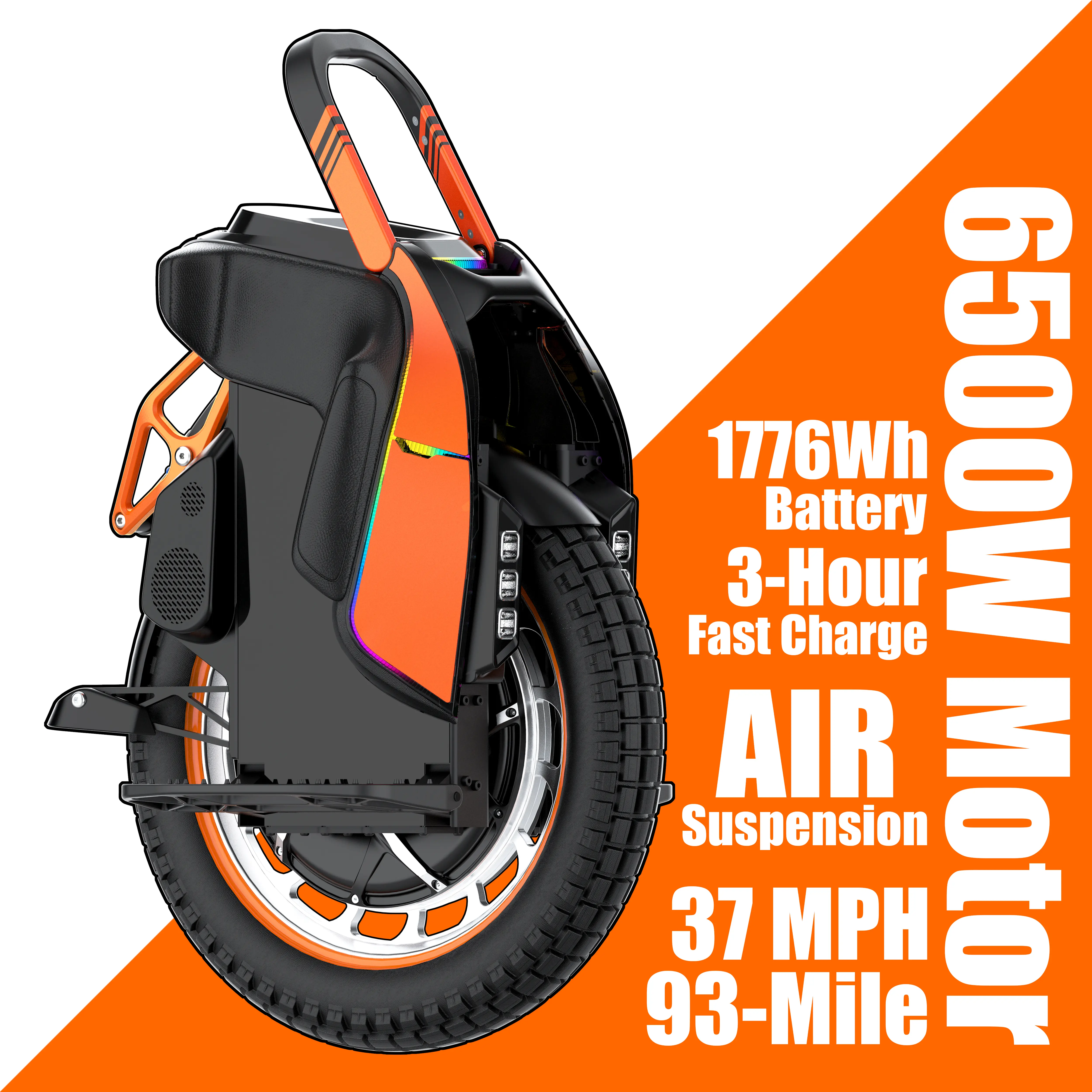 KingSong S19 Pro Multifunctional Musical Self-Balancing E-Unicycle - Urban Commute Pocket Rocket, Professional Fitness Scooters Equipment with Telescoping Bar, RGB Daytime Running Lights, 1776Wh Battery, 6500W Peak Motor, 37 MPH Speed, 93-Mile Range, Yes,