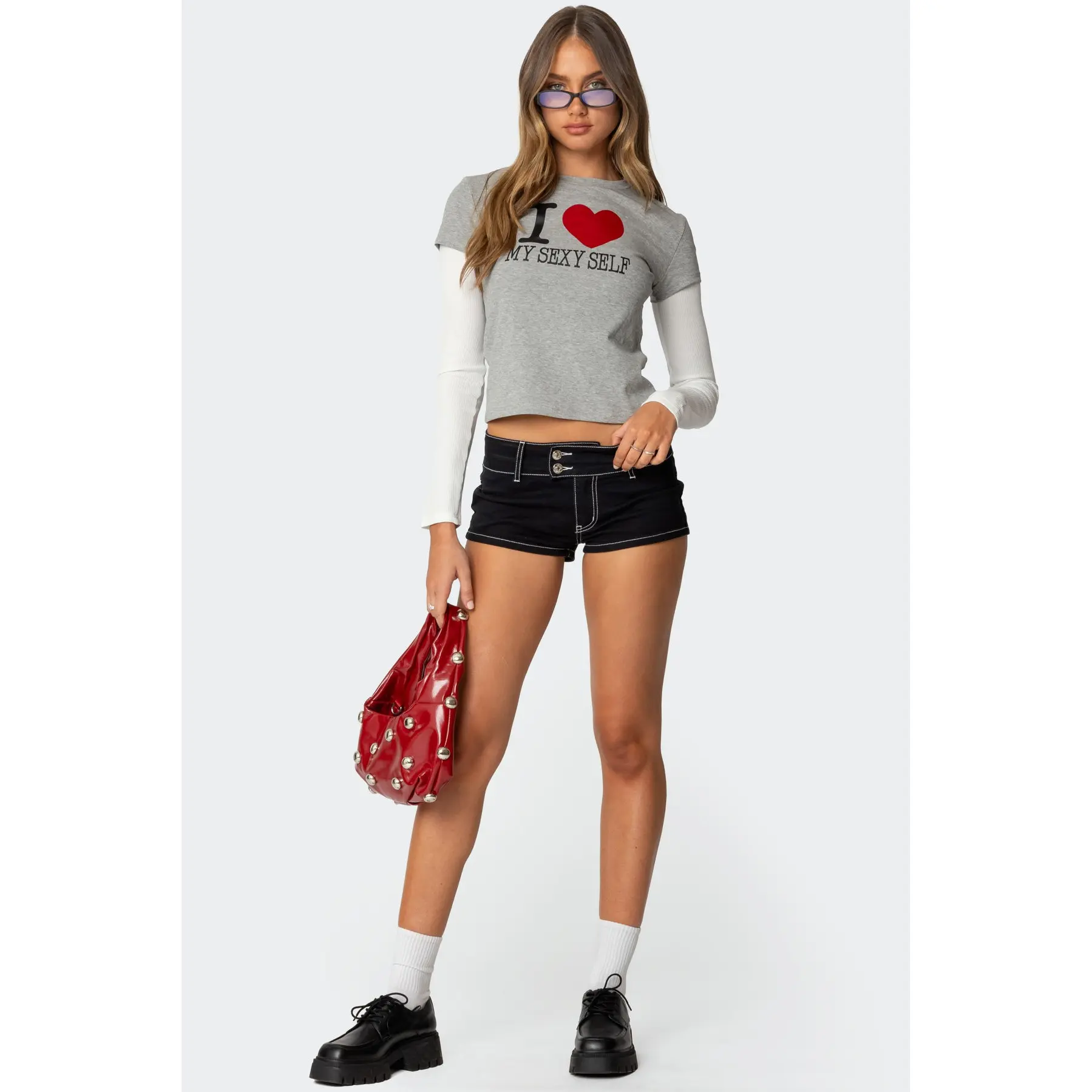 I Heart Me Layered Long Sleeve T Shirt