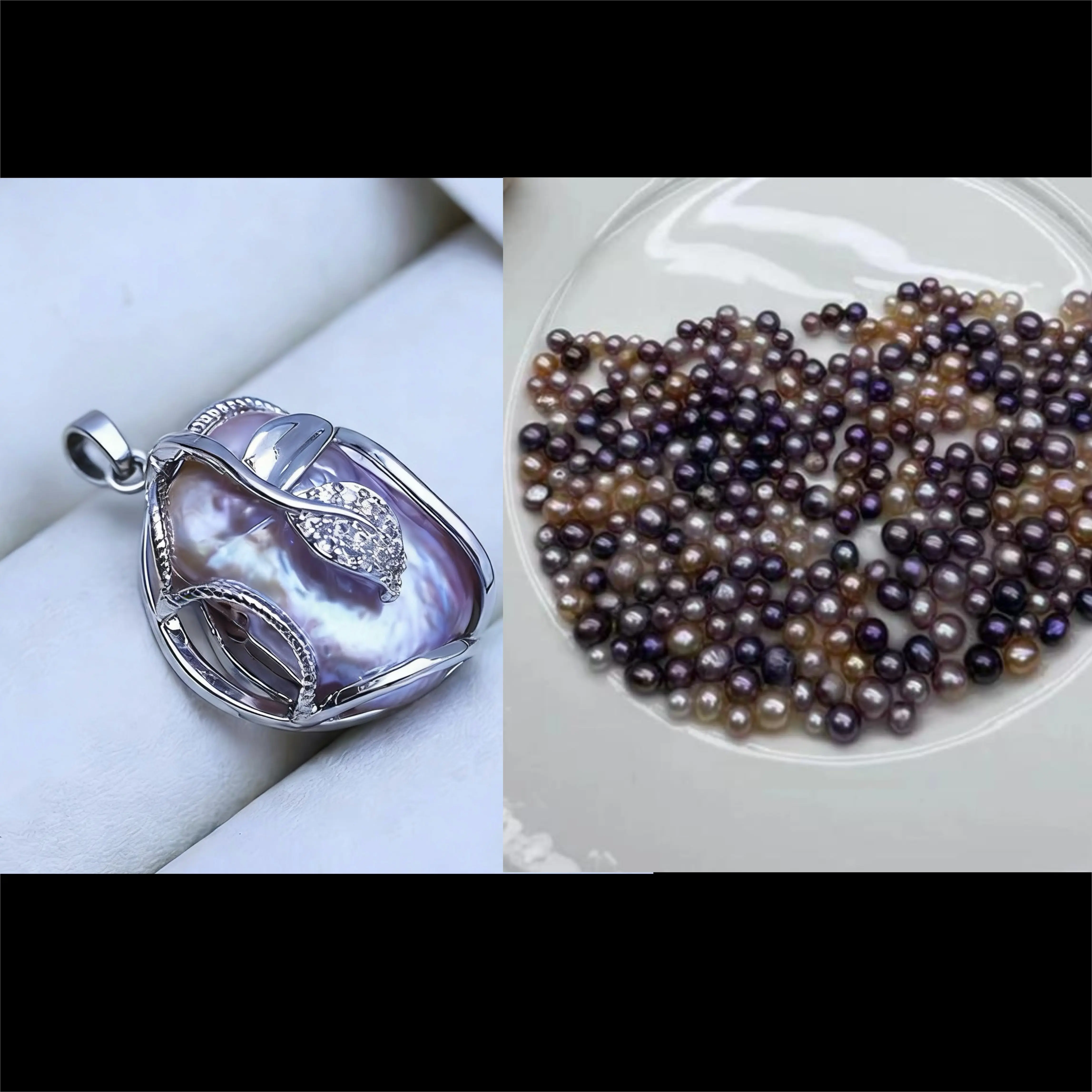 Pearl pendant+Purple Caviar pearl (Min 15pcs pearls inside as gift) [live opening]