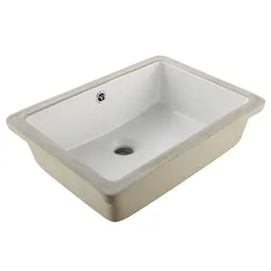 VEVOR Undermount Bathroom Sink, 18.5x 13.19 Inch Rectangular White Ceramic Vessel Sink with Overflow Hole, Under Counter Drop in Modern Lavatory Vanity Bath Wash Bowl Basin, Rectangle Small Space