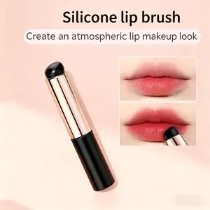 Black lip brush,silicone lip applicator brush,used for applying lip color,lip makeup brush,allows for even and precise application of lip color,the silicone brush head is easy to use and hygienic,portable lip brush.