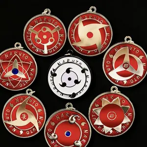 Decompression Naruto Rotatable Sharingan Keychain Metal Pendant Uchiha Design Bag Gift Box Accessory