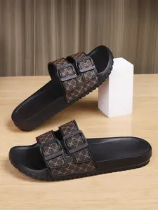 Men's Summer Sandals, High-Quality Mens Eva Flip Flops, Comfortable Home Slippers, Adjustable Buckle Strap, Outdoor Anti-Slip Beach Shoes, Footwear