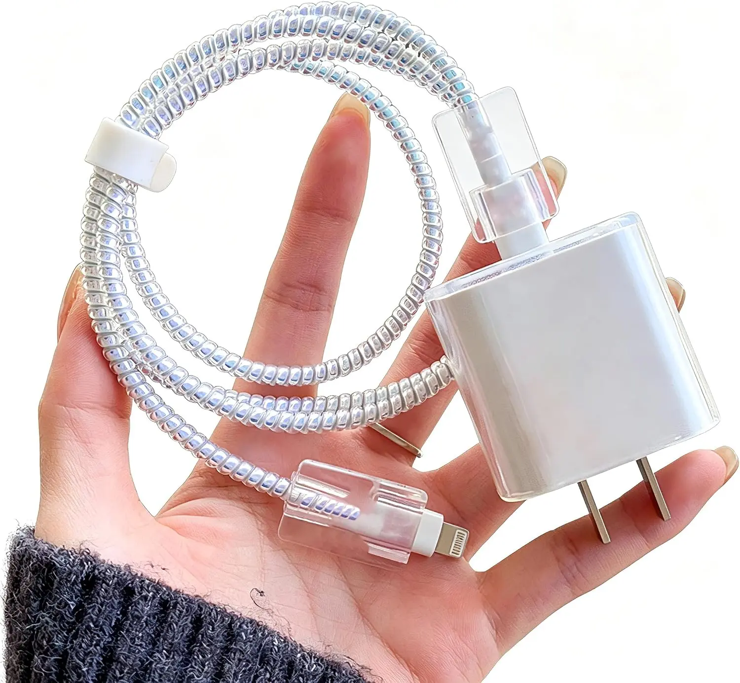 Cable Protector for iPhone Charging Cables - Supports 18/20W, White Multipack Electronic Mobile Smartphone Cord Saver Sleeves for Preventing Fraying, Bending & Everyday Wear