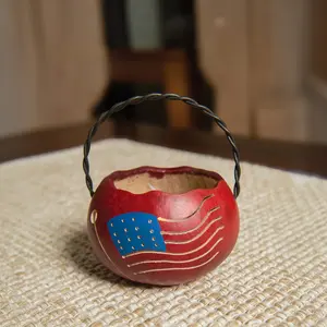 Hand-Crafted Patriotic Gourd - American Flag - Small Basket