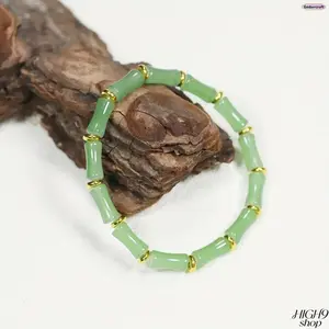 Women's Adjustable Chinese Lucky Bamboo Knot Beaded Bracelet, Inlaid Crystal Feng Shui Charm Fashion Jewelry, Meaningful Lunar New Year Gift Accessory for Daily Casual Styling