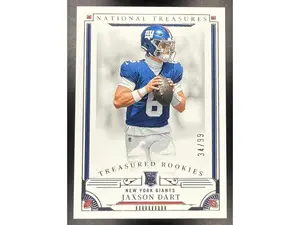 2025 Panini National Treasures Jaxson Dart #31 Treasured Rookies 34/99 RC Giants