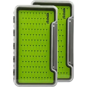 Fly Fishing Boxes Silicone Super Slim Fishing Storage Fishing Tackle Case Waterproof Best Pocket Sizes 7.36"X4.02"X0.63"/5.39"X3.74" X0.63''(2pc-g048lb)