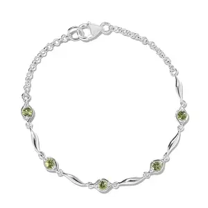 Peridot Birthstone Bracelets for Women in 925 Sterling Silver Bracelet - 7.25 Inches Bolo Link Chain Bracelets Infinity Jewelry - Promise - Wedding Anniversary Birthday Christmas Gifts for Women
