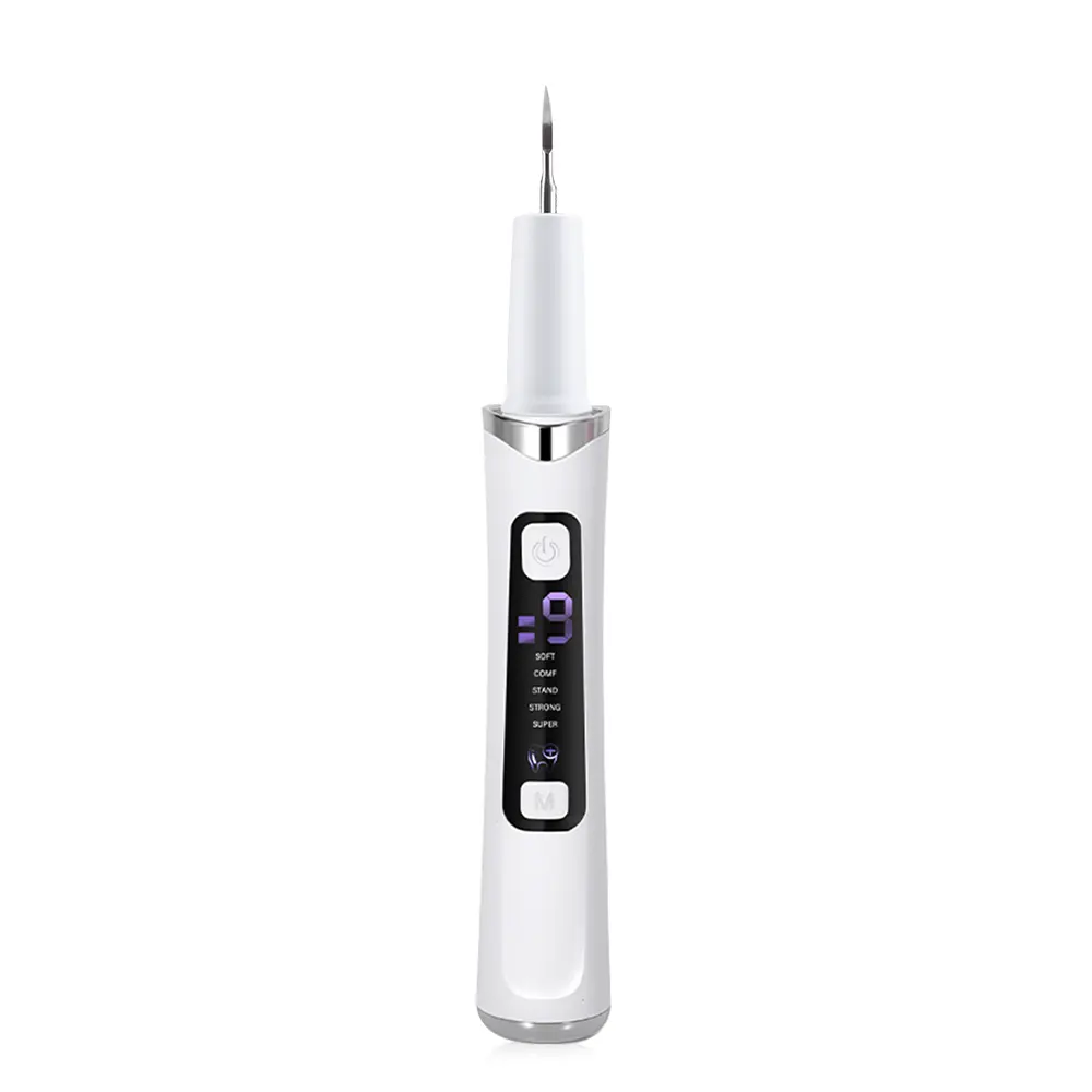 37kHz Ultrasonic Teeth Cleaner - Rechargeable Gum-Friendly Tartar Remover with 5 Modes, 9 Levels, LED Light, 10-Minute Auto-Shutoff Timer, 2 Heads, 10G ABS Plastic, Single Unit for Home Oral Care, Plaque Removal