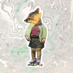 Roller Skate Fox Vinyl Sticker