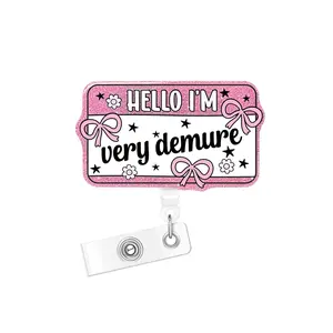 Funny Cartoon Acrylic Bling Retractable Badge Reel, 1/16pcs Belt Clip Retractable Name Badge Holder for Nurse Doctor Student Worker Volunteer, Identification Badges & Supplies
