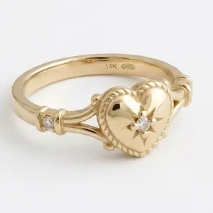 14K Gold-plated women's engagement ring with round stone, wedding gift, Valentine's Day jewelry (box not included)