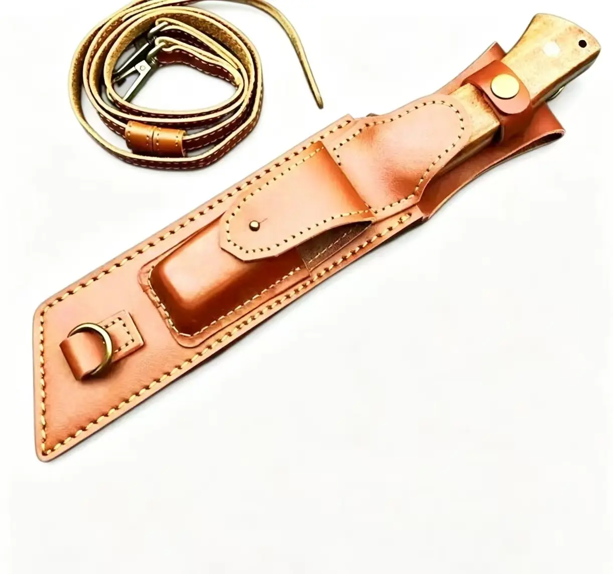 Handmade 2-Layer Cowhide Leather Sheath - Hand-Carved Storage Accessory for Small Straight Knives, Outdoor Sports, Carving Activities, Two-Layer Leather