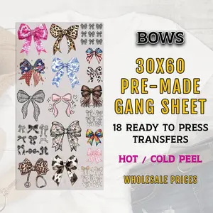 Bow Gang Sheet, Coquette Bow DTF Transfer, DTF Transfer Ready For Press, Bow DTF Prints, Heat Transfers, Coquette Prints, Coquette Dtf Print