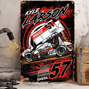 Metal Tin Signs Kyle Larson Enios Motorsport Vintage Metal Tin Sign - 8x12 Inch Iron Wall Art, Multipurpose Indoor/Outdoor Decor for Home, Bar, Farmhouse