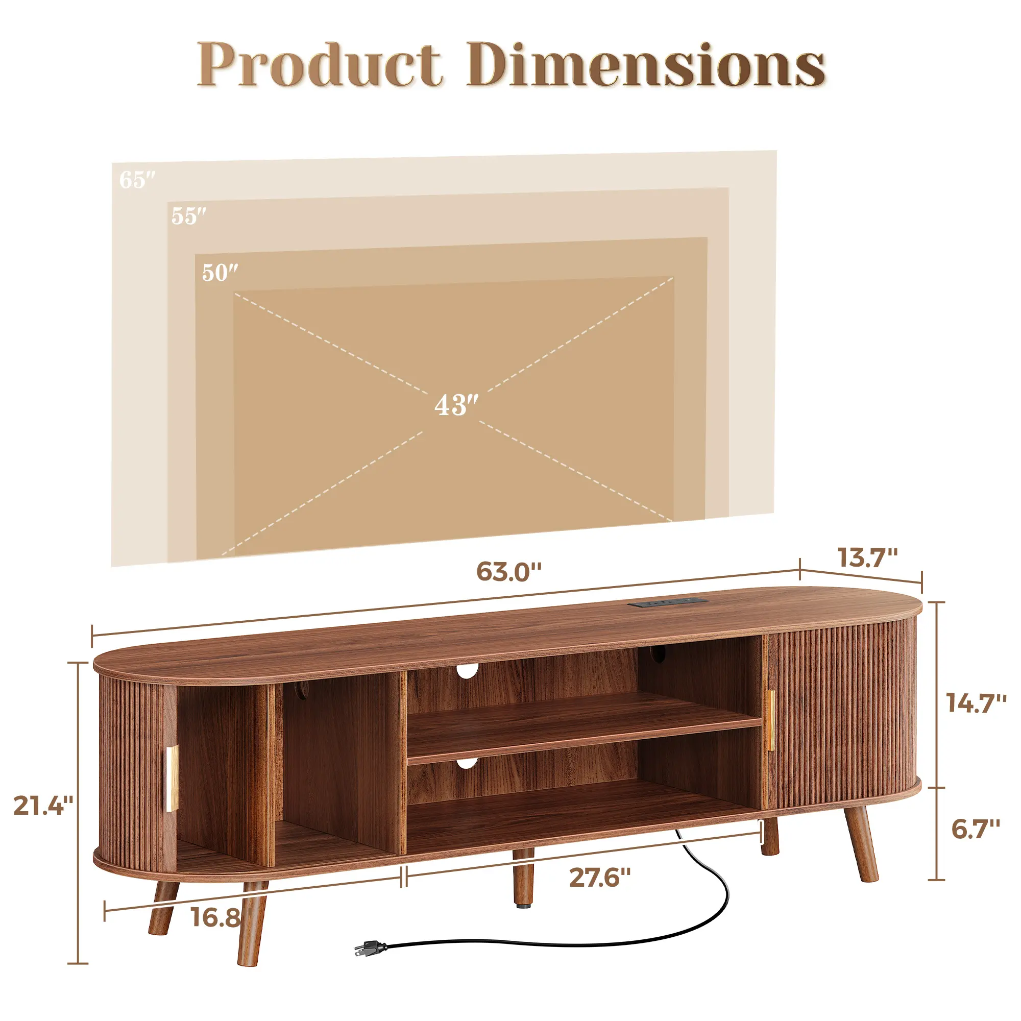 63 Inch Brown -Curved Design