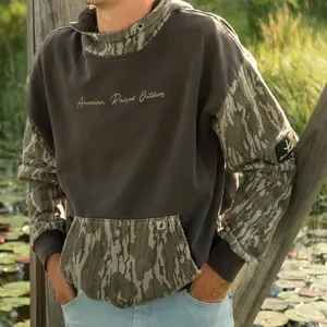 Bottomland Camo Fleece Lined Hoodie- Charcoal Grey