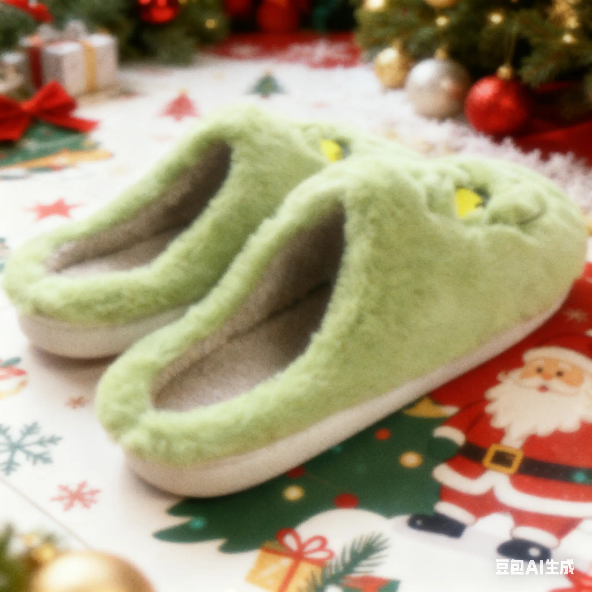 Christmas Slipper Women Men Comfy Faux Fur Lined Plush Slippers Antislip Soft Sole HouseShoes Bedroom Shoes Flat Slides Fluffy Footwear Girl Flipflop