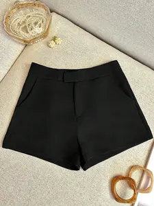 Women's Basic Solid Color Suit Shorts High Waist Loose Fit Casual Shorts, Comfortable and Stylish Summer Wear, Perfect for Daily Use