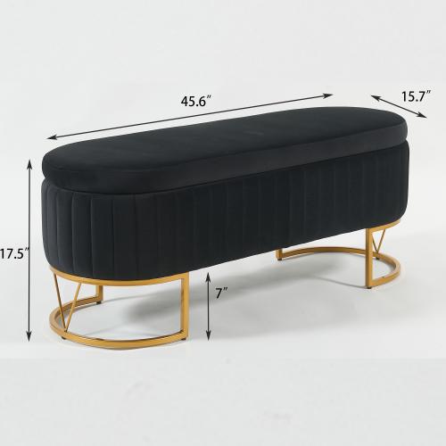 Bellemave Elegant Upholstered Velvet Storage Ottoman with Button-Tufted Design, Metal Legs, Fully Assembled for Bedroom, Living Room, Beige