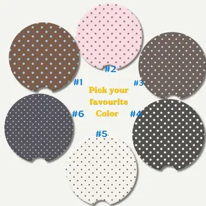 Polka Dot Car Coasters Cute Aesthetic Cup Holder Inserts Preppy Car Accessories Girly Car Decor Trendy Interior Accessories Gift for Women Teen Girls