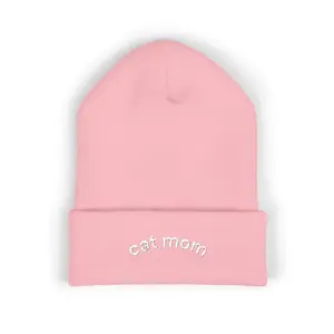 Cat Mom Beanie – Embroidered Cuffed Knit Hat