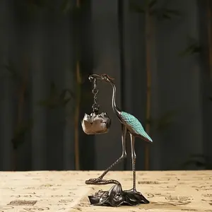 Small Crane Incense Burner, Line and Auspicious Cloud Incense Burner, 2-In-1, Ideal for Meditation, Yoga, Home Decor, Tea Room Accessories