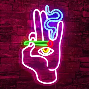 Evil Eye Neon Signs Hand Eye Neon Signs Pink Blue Led Neon Signs for Wall Decor, Hamsa Neon Sign, USB Connectivity Eye Neon Light Signs for Bedroom Game Room Home Bar Pub Cafes Party Gift