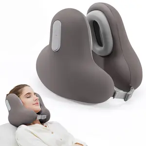 Travel Neck Pillow with Bluetooth Headset, Memory Foam Airplane Pillow for Head Support, Ergonomic Design Traveling Music Pillow for Home, Flight, Car