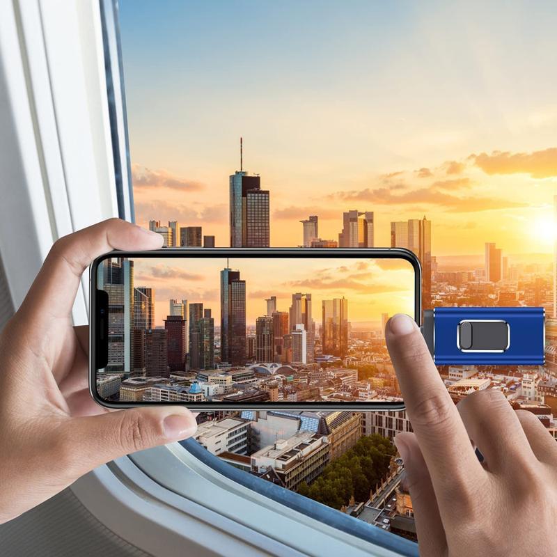 Portable 4-in-1 USB 3.0 Flash Drive for iPhone & Type-C & Android & PC, Easy Backup & File Transfer, iPhone Photo Stick Memoria Portátil Pendrive Memory Stick 64GB 128GB 256GB 512GB 1TB External Storage