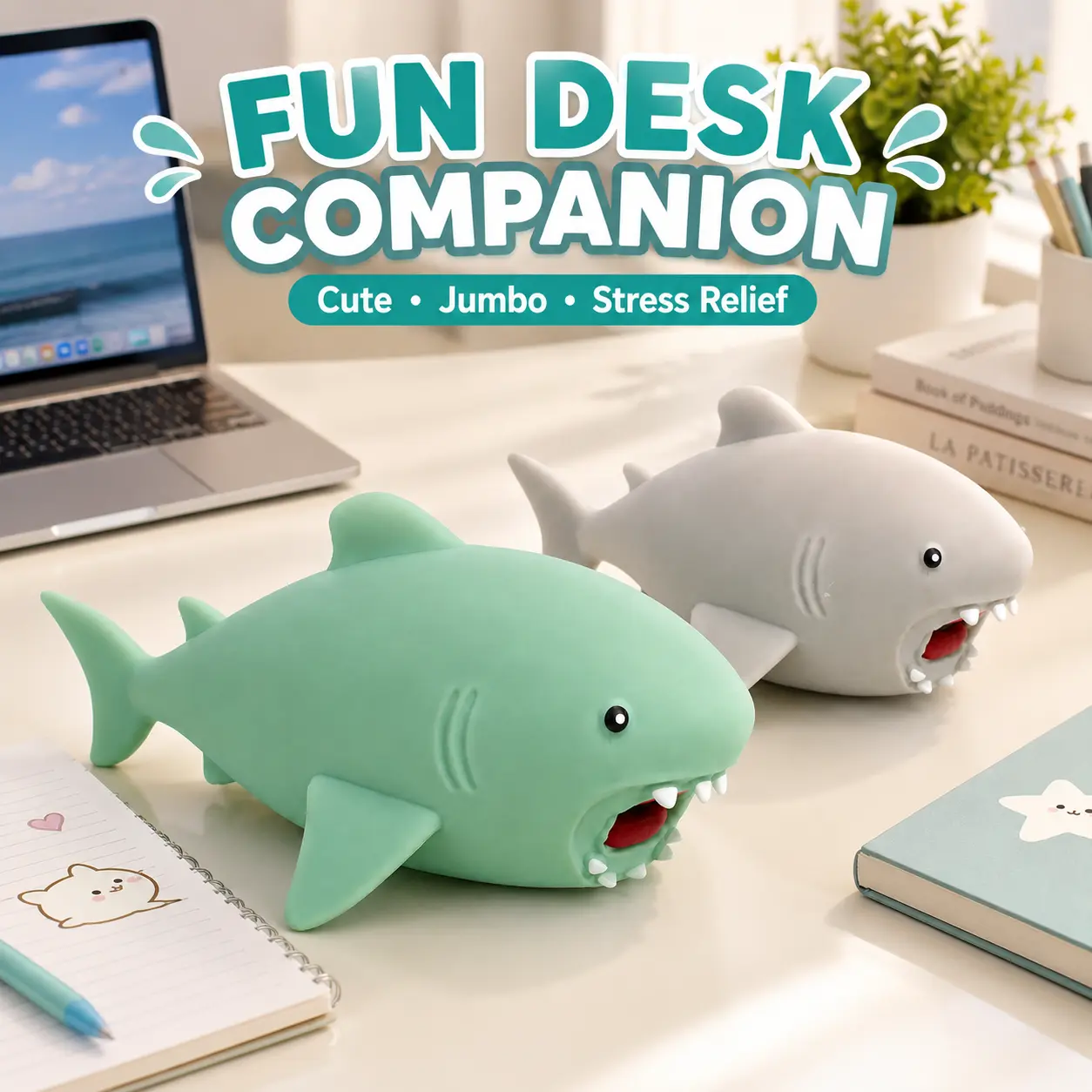 Jumbo Ocean Fish Squishy Toy, 28cm Shaving Cream Filled Ultra Soft Squeeze Stress Relief Toy, Satisfying Sensory Fidget Toys, Cute Kawaii Sea Animal Squishies, Fun Desk Fidgets, Birthday Party Favors & Holiday Gifts for Teens and Adults
