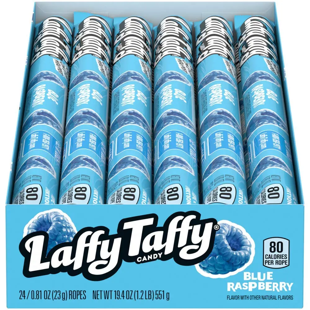 Laffy Taffy Blue Raspberry Rope Snack, 0.81 oz, 24 Count (Sugar Candy - Pre-Price Misc, 3 for 99C)