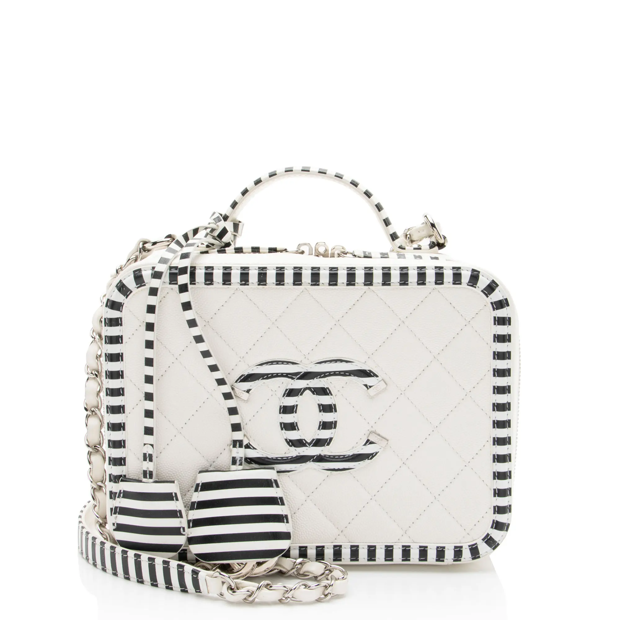 Pre-owned CHANEL Leather Shoulder Bags Caviar CC Filigree Medium Vanity Case