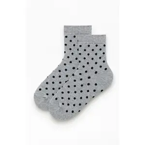 John Galt Women's Gray Polka Dot Ankle Socks