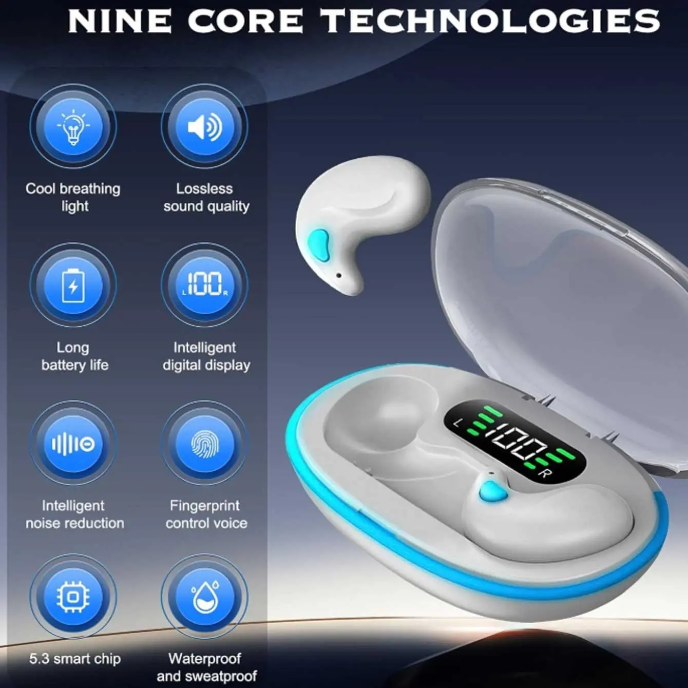 Innovative Sleep Headphones, Wireless Noise-Canceling Earbuds, Bluetooth-compatible Compatible, Noise Reduction Earbuds, Suitable for All Scenarios, X55 Model