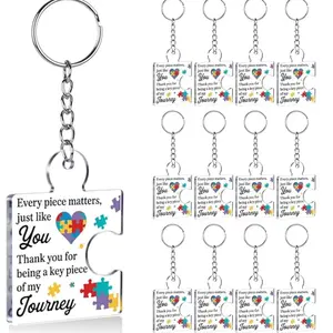 Team Appreciation Gifts Bulk for Coworker Employee Staff, Thank You Christmas Gift Set Acrylic Puzzle Piece Keychains