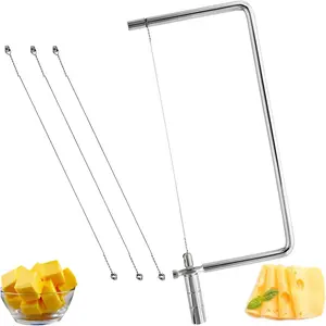 Cheese Cutter Board Accessories Kitchen Knife Marble Block Cheese Slicer Stainless Steel Components DIY for Making Giftable Cheese Cutting Boards with Hardware Cheese Slicer Kit,(1Slicer+4Wires)7inch