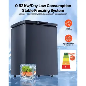 VEVOR Chest Freezer, 3.3 Cu. ft Compact Deep Freezer, Free Standing Top Open Door Chest Freezers with 2 Removable Baskets Adjustable Thermostat - Energy Saving, Low Noise Garage Ready, Black