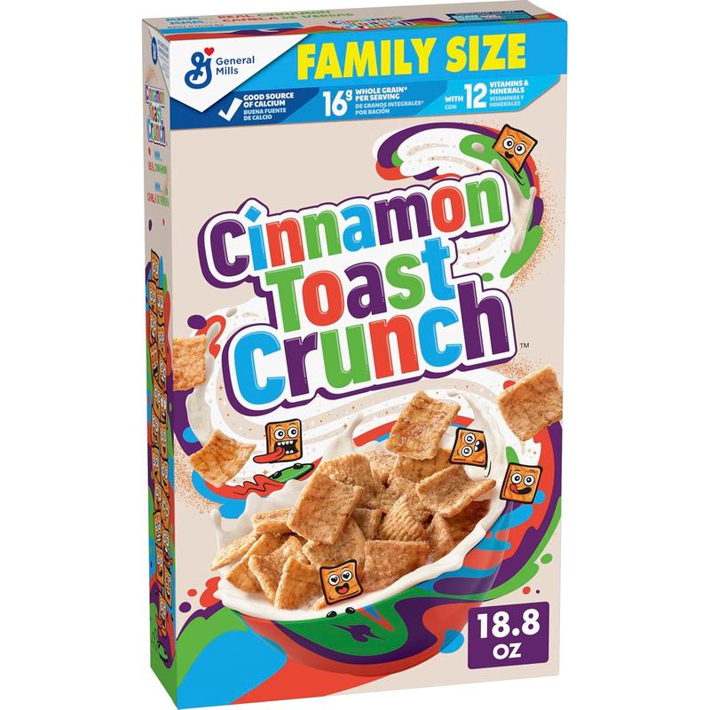 Cinnamon Toast Crunch Breakfast Cereal, Crispy Cinnamon Cereal, Family Size, 18.8 oz