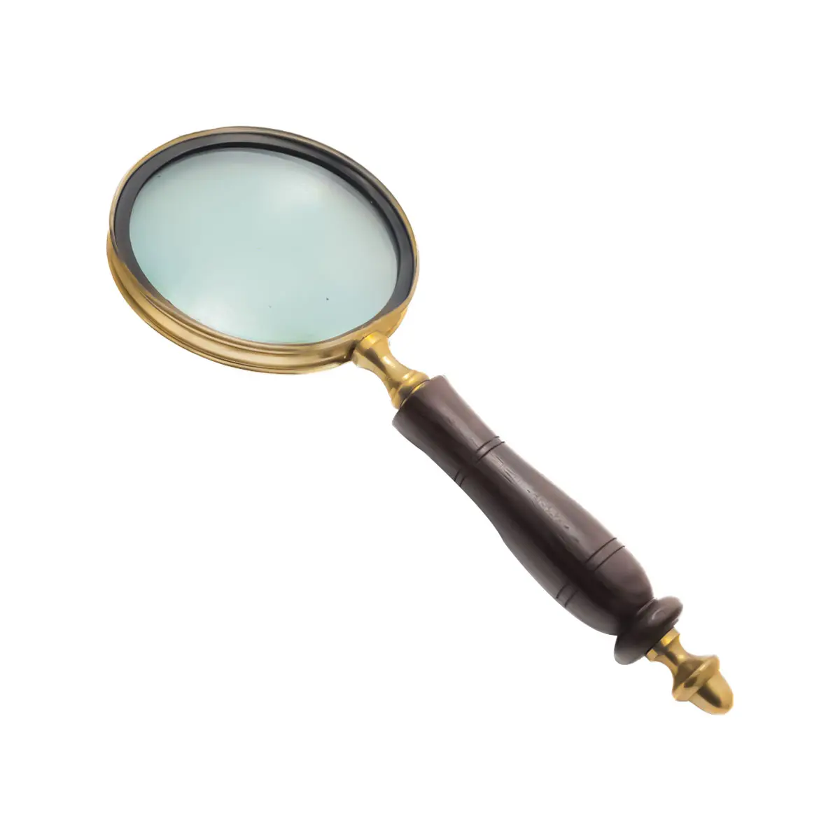 Vintage Carved Dark Wood Handle Magnifying Glass - CDNY