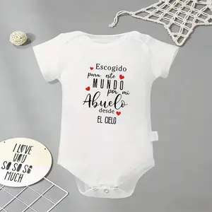 Hand Picked For Earth By My Grandpa In Heaven3 Baby Bodysuit, Funny Infant Newborn Clothes 100% Cotton Jumpsuits Baby Boys Girls Casual Rompers Baby Gift Baby Short Sleeves Onesie Clothes Letter Pattern Baby Outfit for Outdoor Indoor