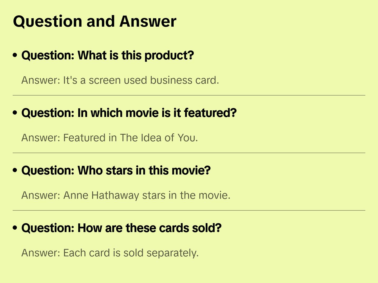 Solene Marchand Business Card The Idea of You (2024)